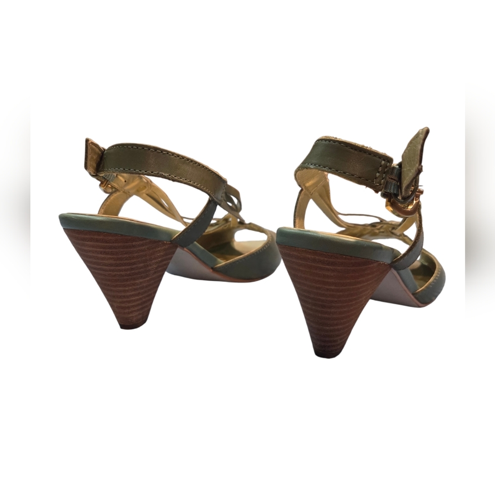 Seychelles - Olive Green Strappy Peep-toe Slingback 3" High Heels Sandals - Picture 3 of 10